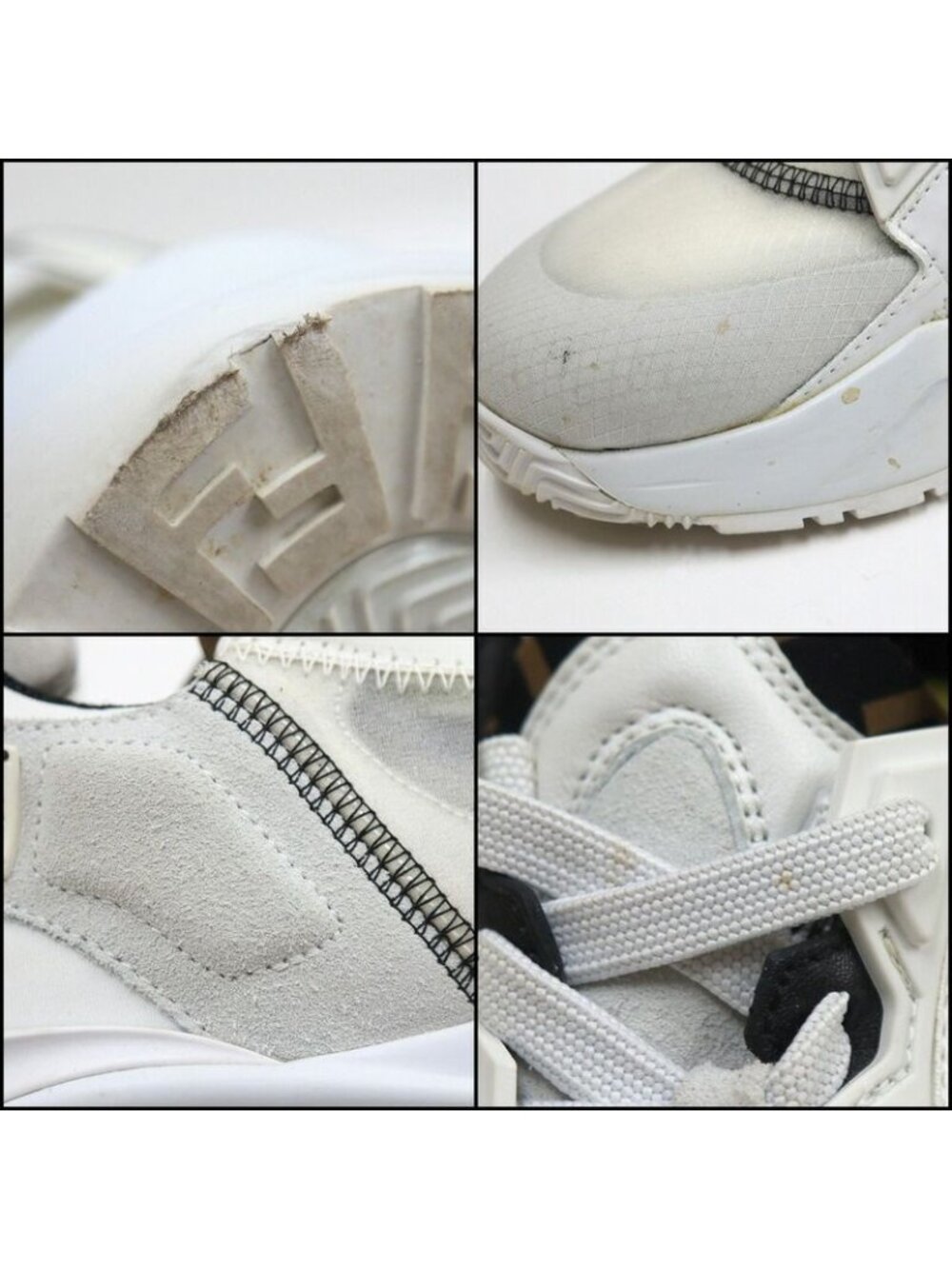 Fendi Flow Cut Sneakers Synthetic Fiber Leather White Black 36 X - Picture 8 of 10